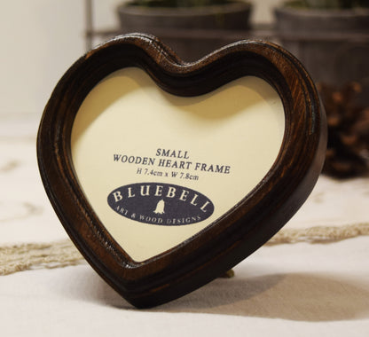 Dark Oak Heart Shaped Wooden Photo Frame 4"x4", 3"x3"