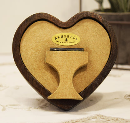 Dark Oak Heart Shaped Wooden Photo Frame 4"x4", 3"x3"