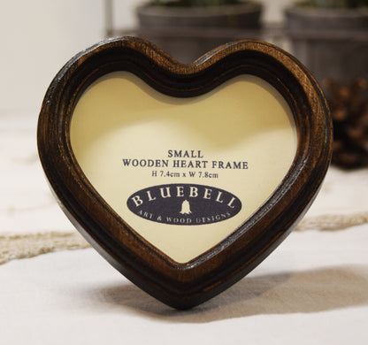 Dark Oak Heart Shaped Wooden Photo Frame 4"x4", 3"x3"
