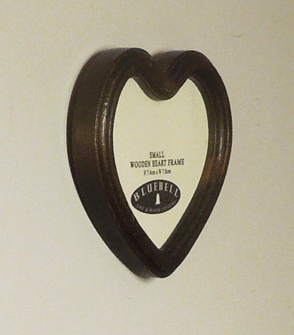 Dark Oak Heart Shaped Wooden Photo Frame 4"x4", 3"x3"