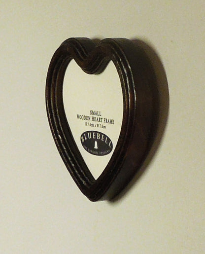 Dark Oak Heart Shaped Wooden Photo Frame 4"x4", 3"x3"