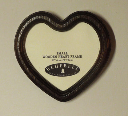 Dark Oak Heart Shaped Wooden Photo Frame 4"x4", 3"x3"