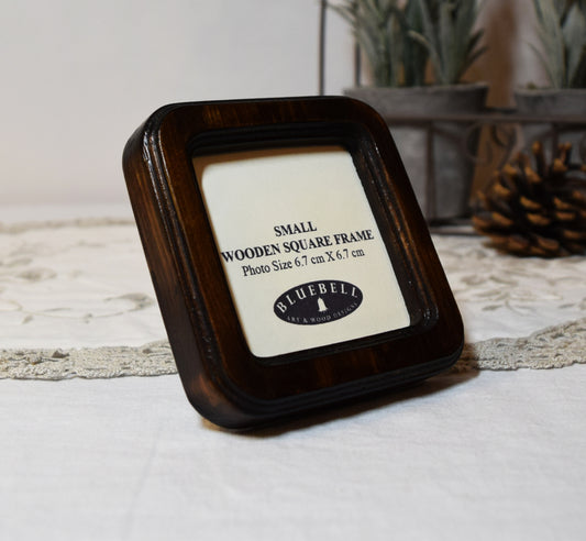 Dark Oak Square Wooden Photo Frame 8”x8”, 7”x7”, 6"x6", 5"x5", 4"x4", 3"x3", 2.5"x2.5"