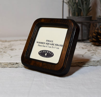 Dark Oak Square Wooden Photo Frame 8”x8”, 7”x7”, 6"x6", 5"x5", 4"x4", 3"x3", 2.5"x2.5"