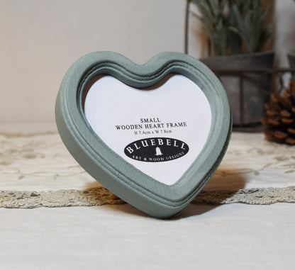 Duck Egg Heart Shaped Wooden Photo Frame 4"x4", 3"x3"