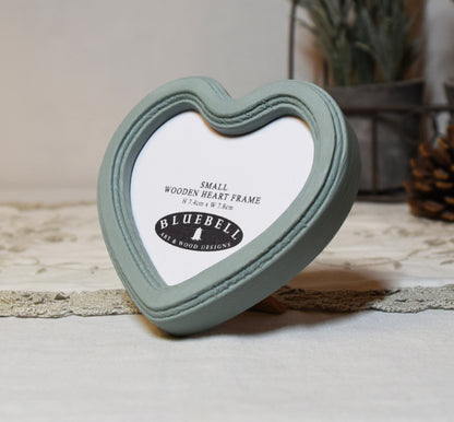Duck Egg Heart Shaped Wooden Photo Frame 4"x4", 3"x3"
