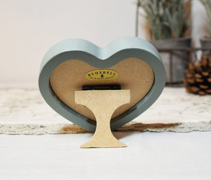 Duck Egg Heart Shaped Wooden Photo Frame 4"x4", 3"x3"