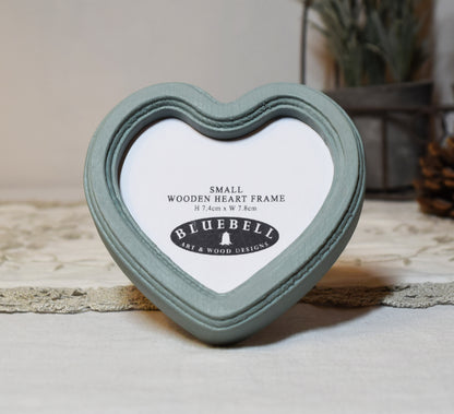 Duck Egg Heart Shaped Wooden Photo Frame 4"x4", 3"x3"