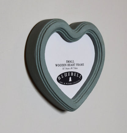 Duck Egg Heart Shaped Wooden Photo Frame 4"x4", 3"x3"
