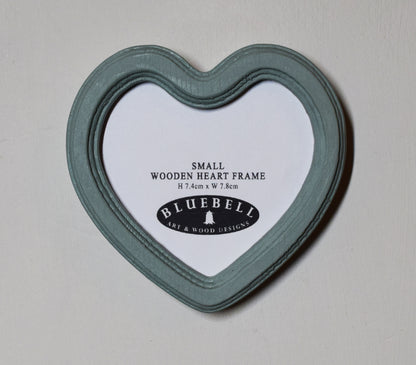 Duck Egg Heart Shaped Wooden Photo Frame 4"x4", 3"x3"
