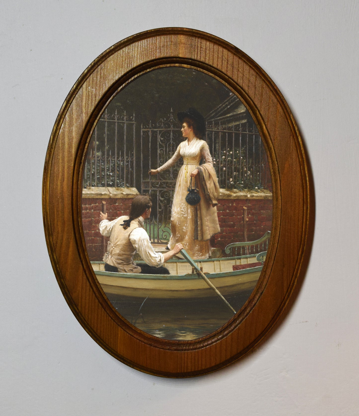 Edmund Blair Leighton The Elopement 4" x 6" Oval Wooden Framed Classic Art Print