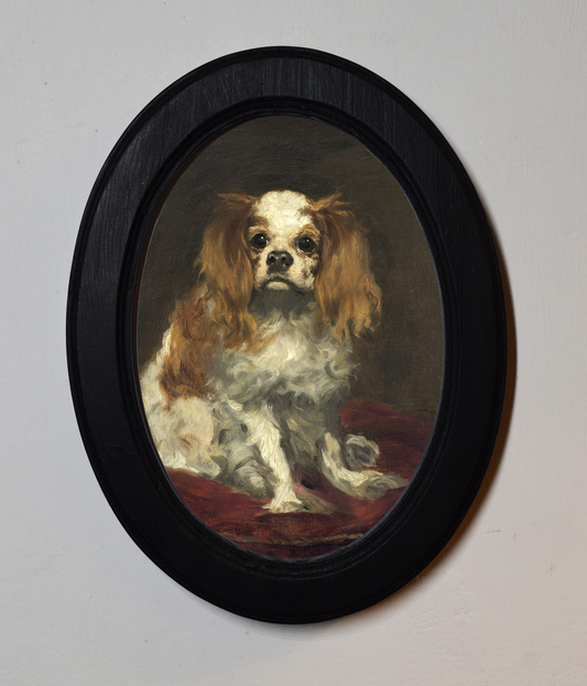 Édouard Manet A King Charles Spaniel 4" x 6" Oval Wooden Framed Classic Art Print