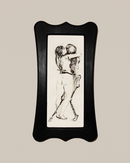 Death And The Woman Edvard Munch Black Art Nouveau Shaped Wooden Framed Classic Art Print 4.75"x9", 7.5"x13.5"