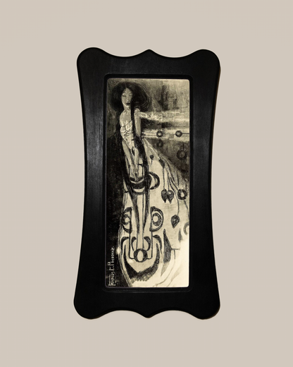 The Sleeping Princess Frances MacDonald Black Art Nouveau Shaped Wooden Framed Classic Art Print 4.75"x9", 7.5"x13.5"