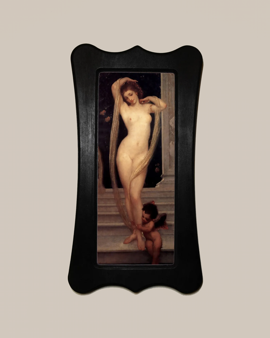 A Bather Frederic Leighton Black Art Nouveau Shaped Wooden Framed Classic Art Print 4.75"x9", 7.5"x13.5"