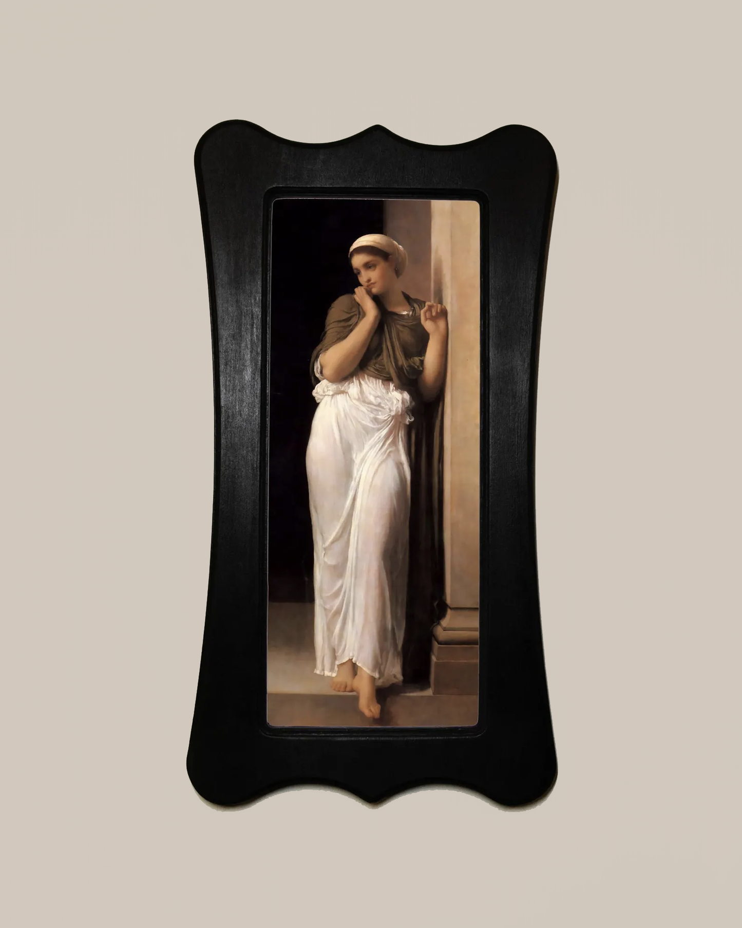 Nausicaa Frederic Leighton Black Art Nouveau Shaped Wooden Framed Classic Art Print 4.75"x9", 7.5"x13.5"