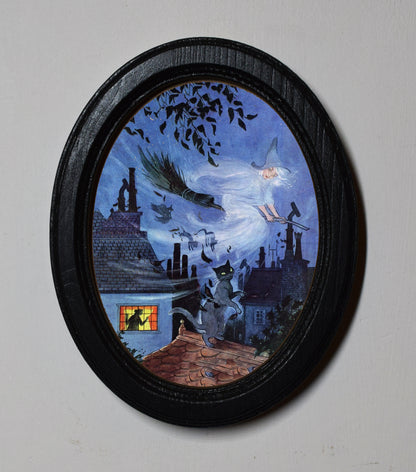 Haunting Halloween Halloween Oval Wooden Framed Print