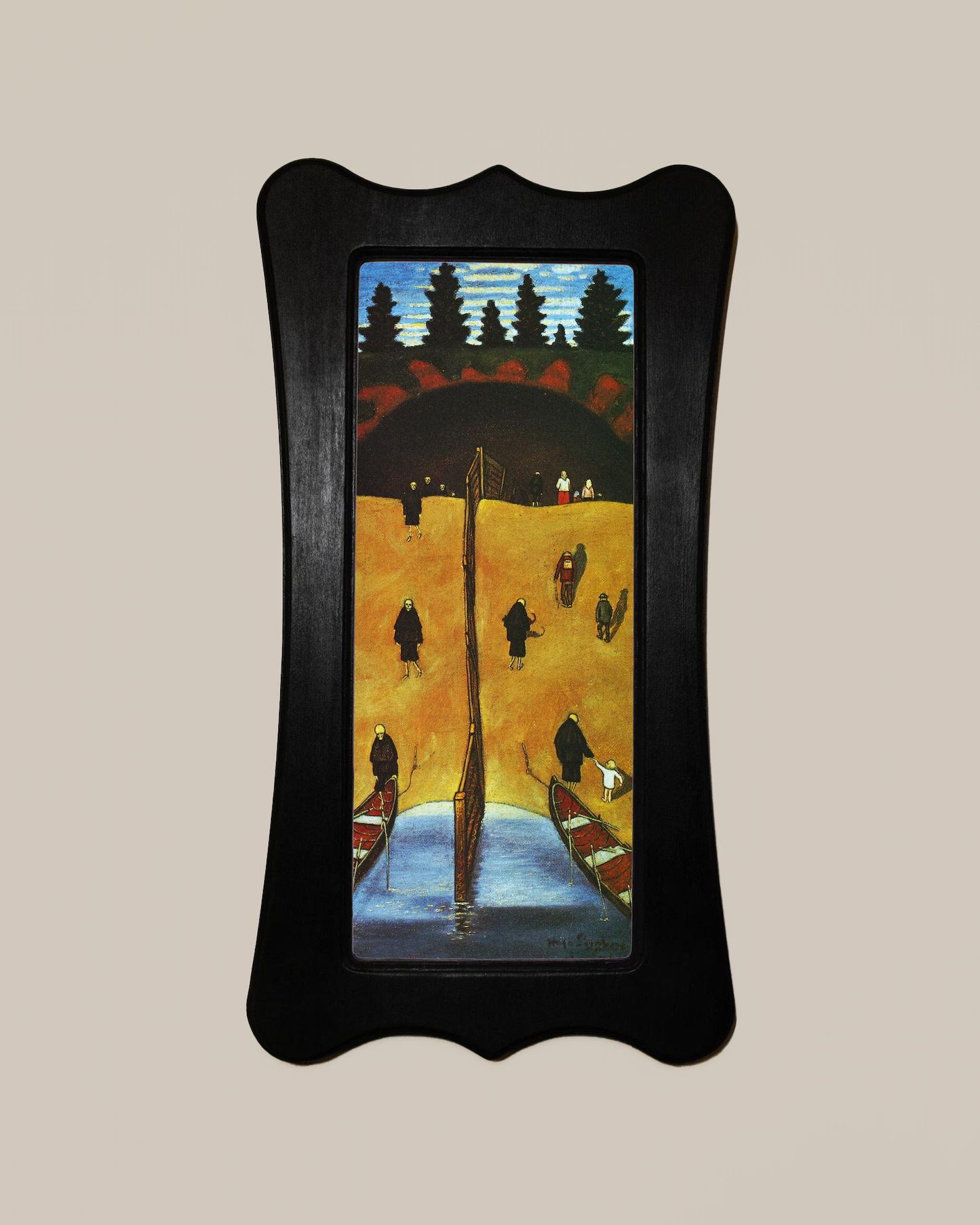 At the Gate of Tuonela Hugo Simberg Black Art Nouveau Shaped Wooden Framed Classic Art Print 4.75"x9", 7.5"x13.5"