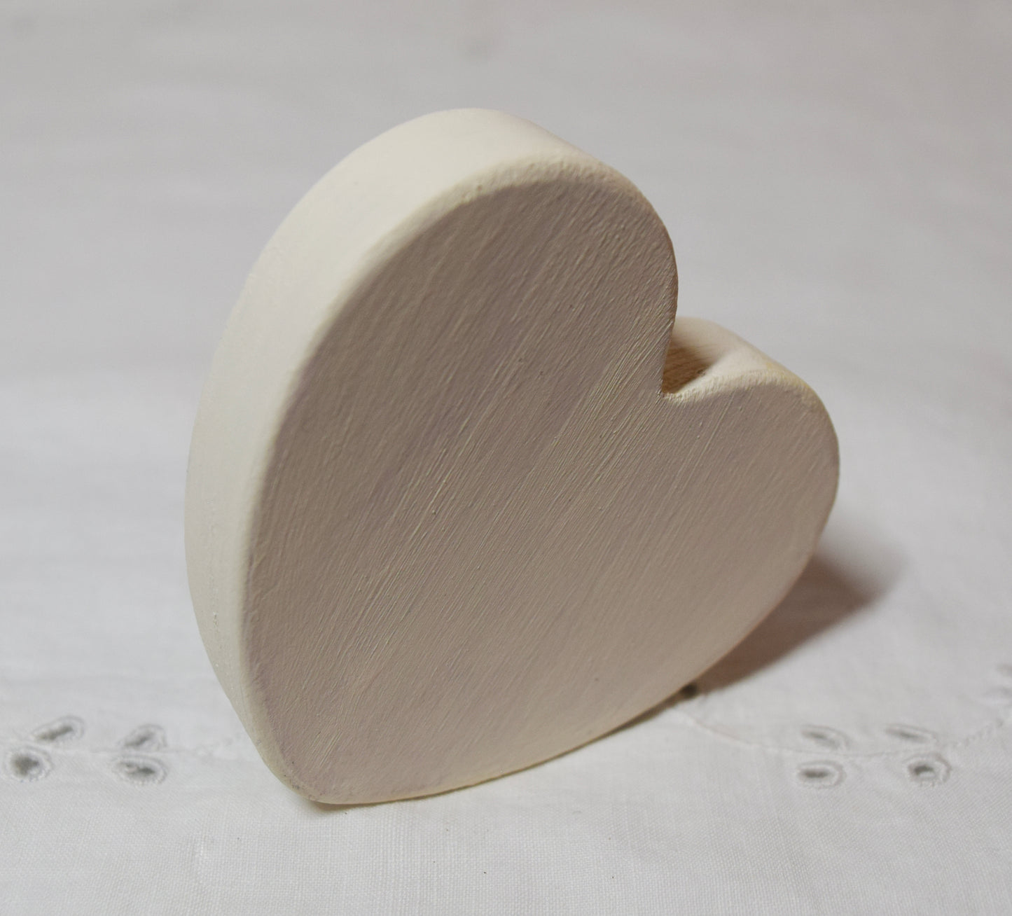 Ivory Wooden Love Heart Shelf Sitter Ornament 3"x3", 2"x2"