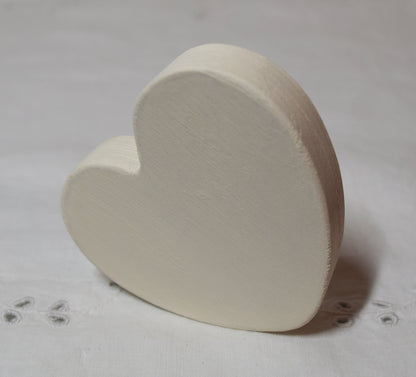 Ivory Wooden Love Heart Shelf Sitter Ornament 3"x3", 2"x2"