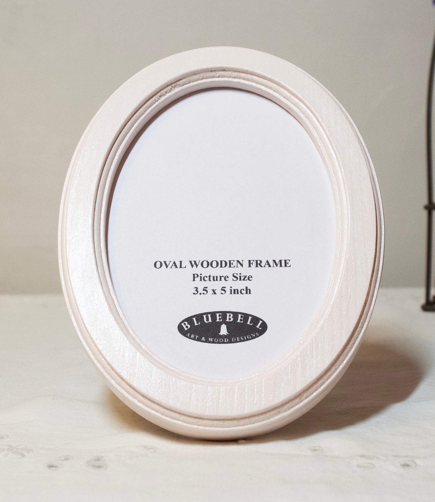 Ivory 3.5" x 5" Oval Handmade Wooden Photo Picture Frame