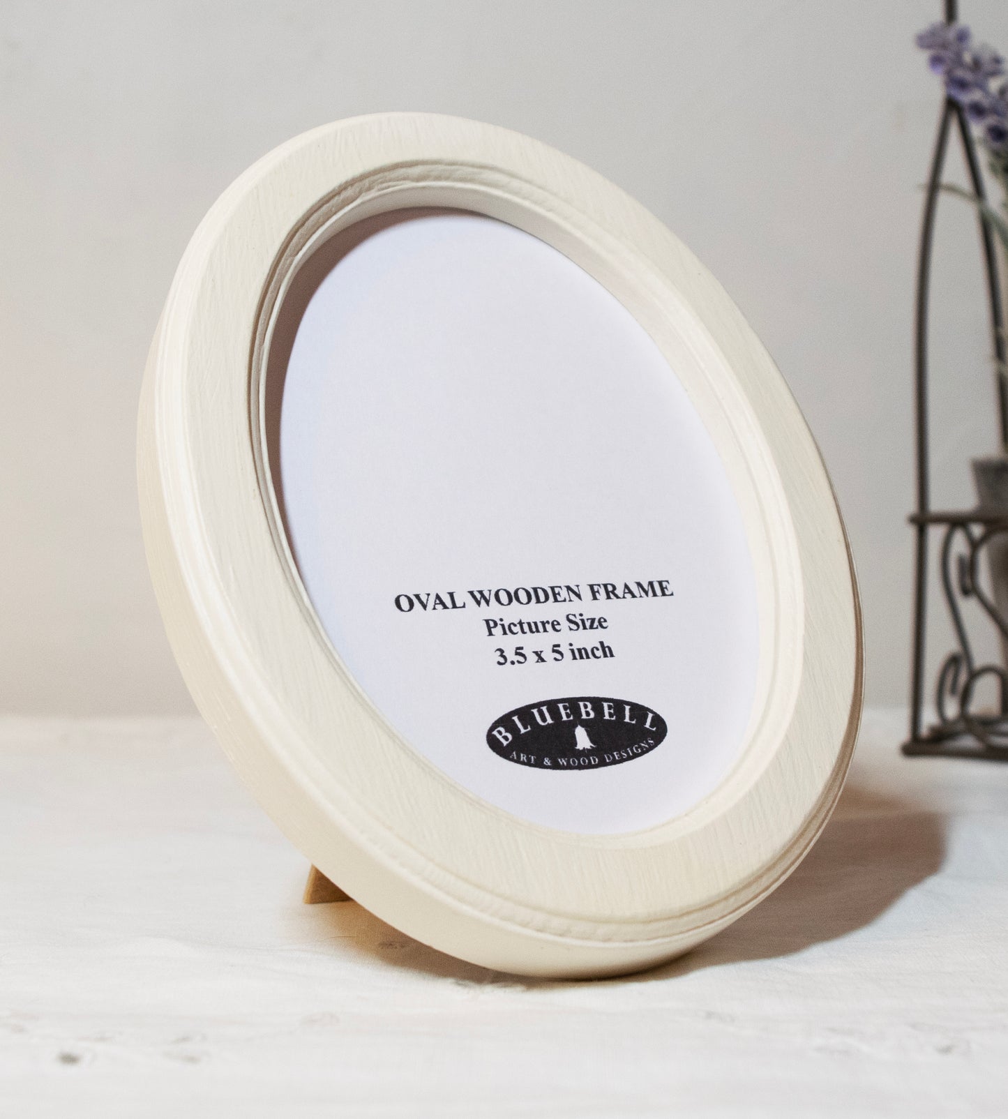 Ivory 3.5" x 5" Oval Handmade Wooden Photo Picture Frame