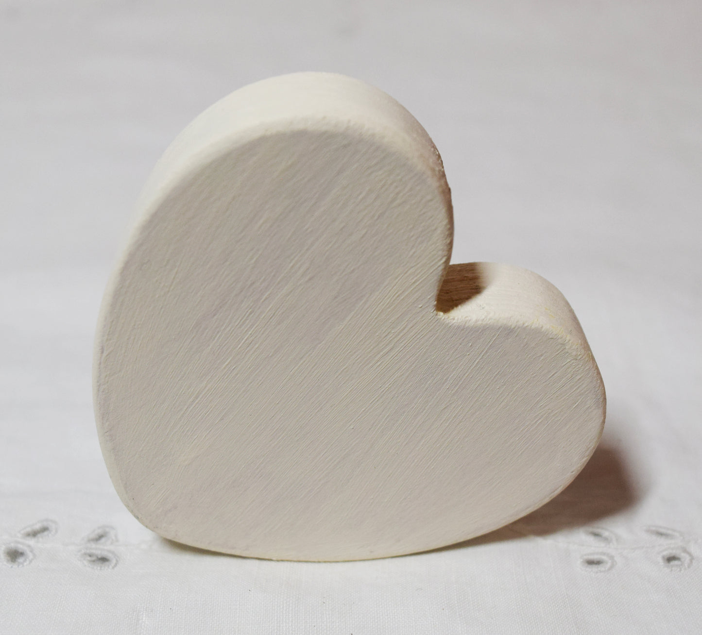 Ivory Wooden Love Heart Shelf Sitter Ornament 3"x3", 2"x2"