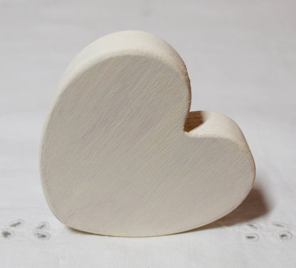 Ivory Wooden Love Heart Shelf Sitter Ornament 3"x3", 2"x2"