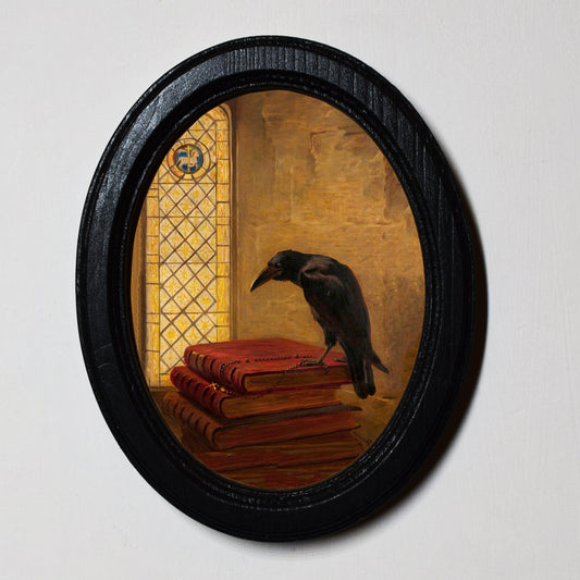 Jackdaw of Rheims Briton Rivière Oval Wooden Framed Classic Art Print