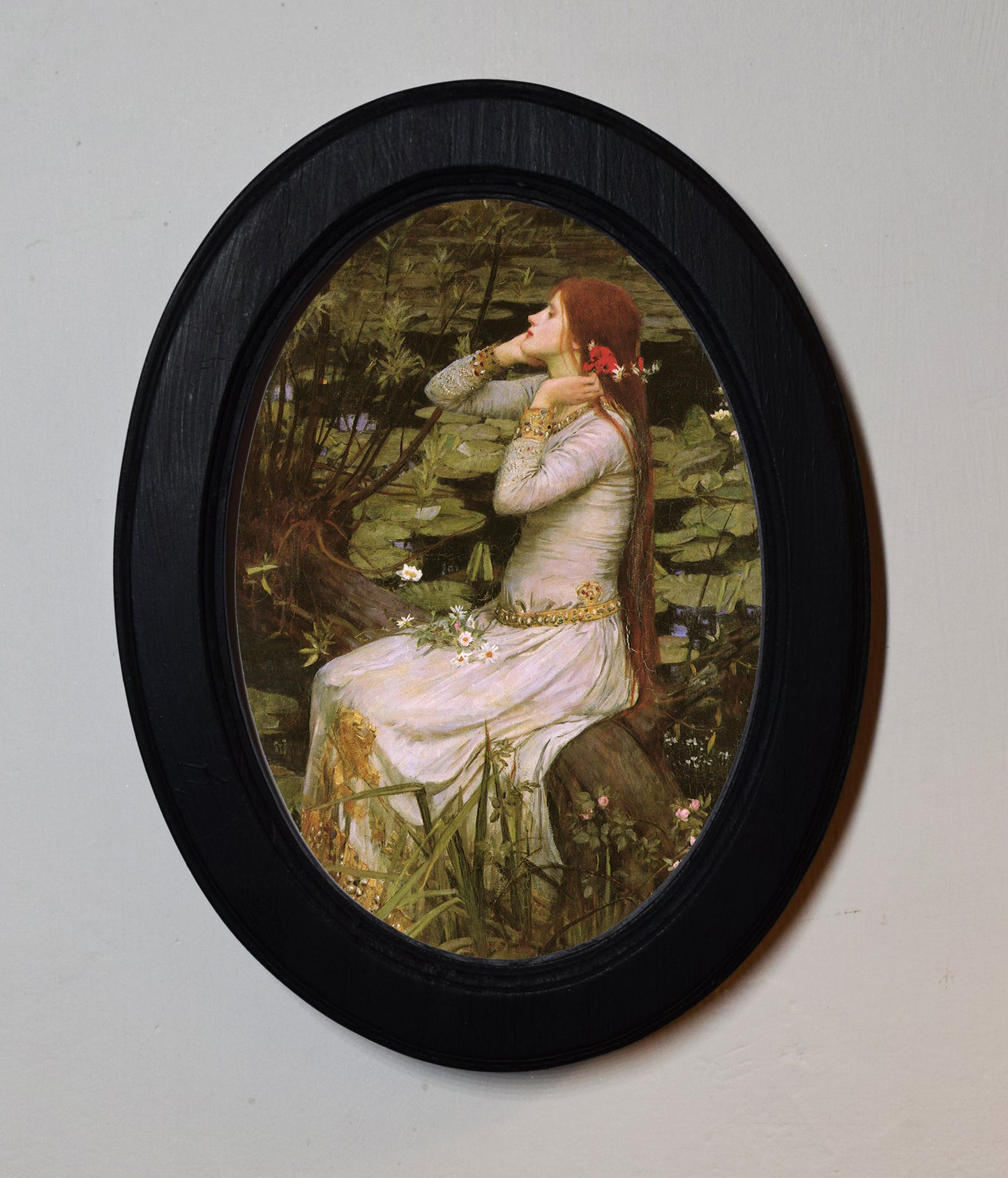 Ophelia John William Waterhouse 1894 4" x 6" Oval Wooden Framed Classic Art Print