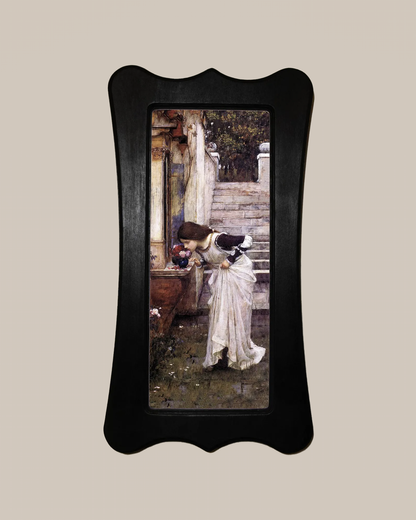 The Shrine John William Waterhouse Black Art Nouveau Shaped Wooden Framed Classic Art Print 4.75"x9", 7.5"x13.5"
