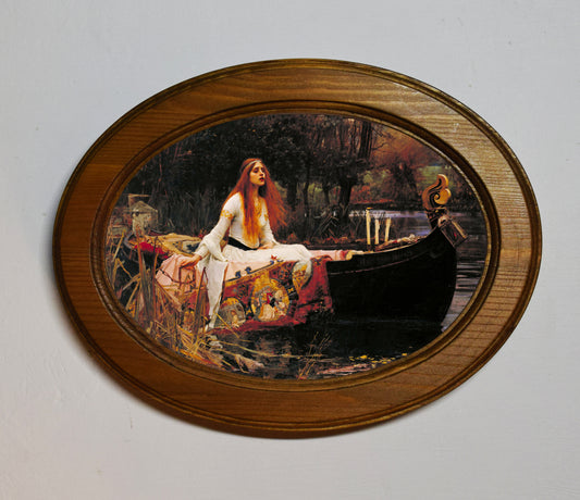 John William Waterhouse The Lady of Shalott Landscape 4" x 6" Oval Wooden Framed Classic Art Print