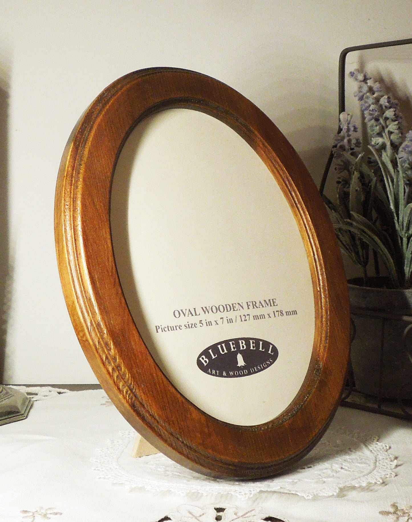 Light Oak 5" x 7" Oval Roman Edged Handmade Wooden Photo Picture Frame