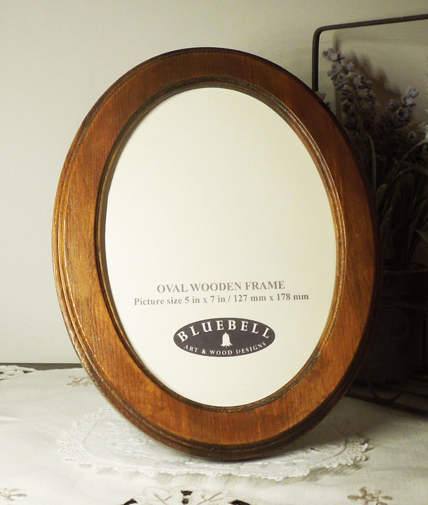 Light Oak 5" x 7" Oval Roman Edged Handmade Wooden Photo Picture Frame