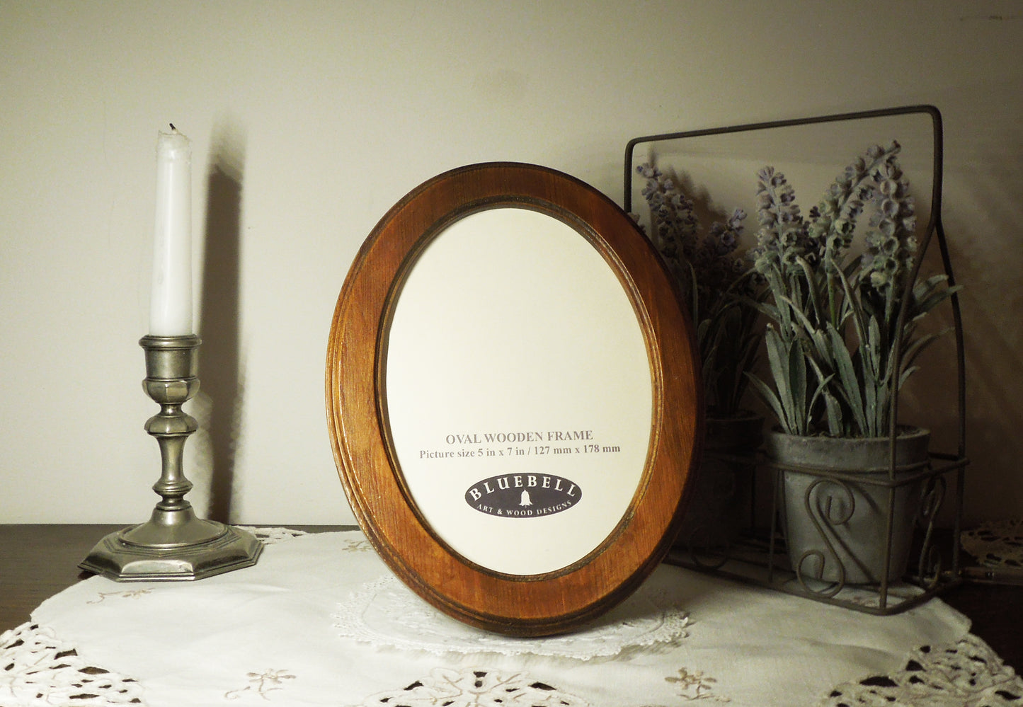 Light Oak 5" x 7" Oval Roman Edged Handmade Wooden Photo Picture Frame