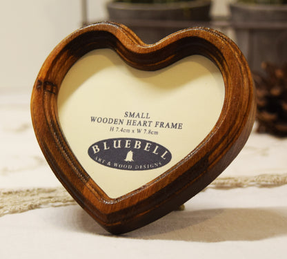 Light Oak Heart Shaped Wooden Photo Frame 4"x4", 3"x3"