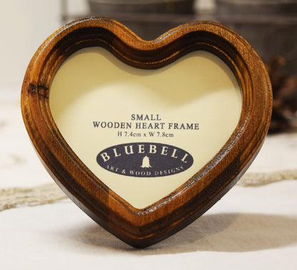 Light Oak Heart Shaped Wooden Photo Frame 4"x4", 3"x3"