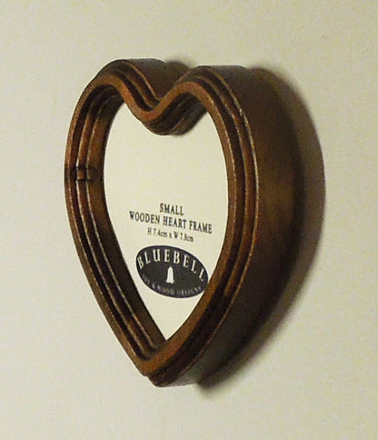 Light Oak Heart Shaped Wooden Photo Frame 4"x4", 3"x3"