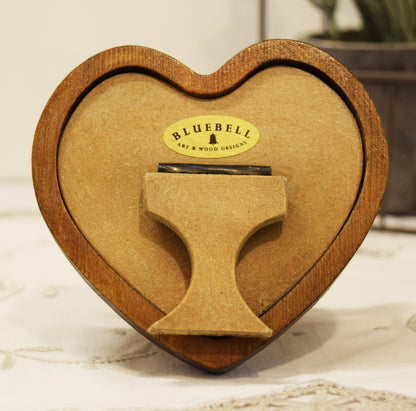 Light Oak Heart Shaped Wooden Photo Frame 4"x4", 3"x3"