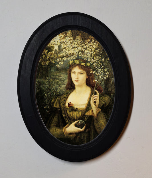 Madonna Pietra degli Scrovigni by Marie Spartali Stillman 1884 4" x 6" Oval Wooden Framed Classic Art Print
