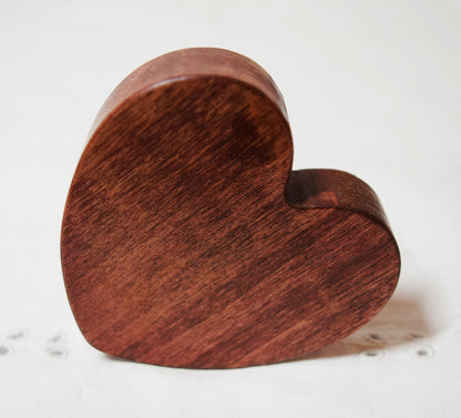 Mahogany Wooden Love Heart Shelf Sitter Ornament 3"x3", 2"x2"