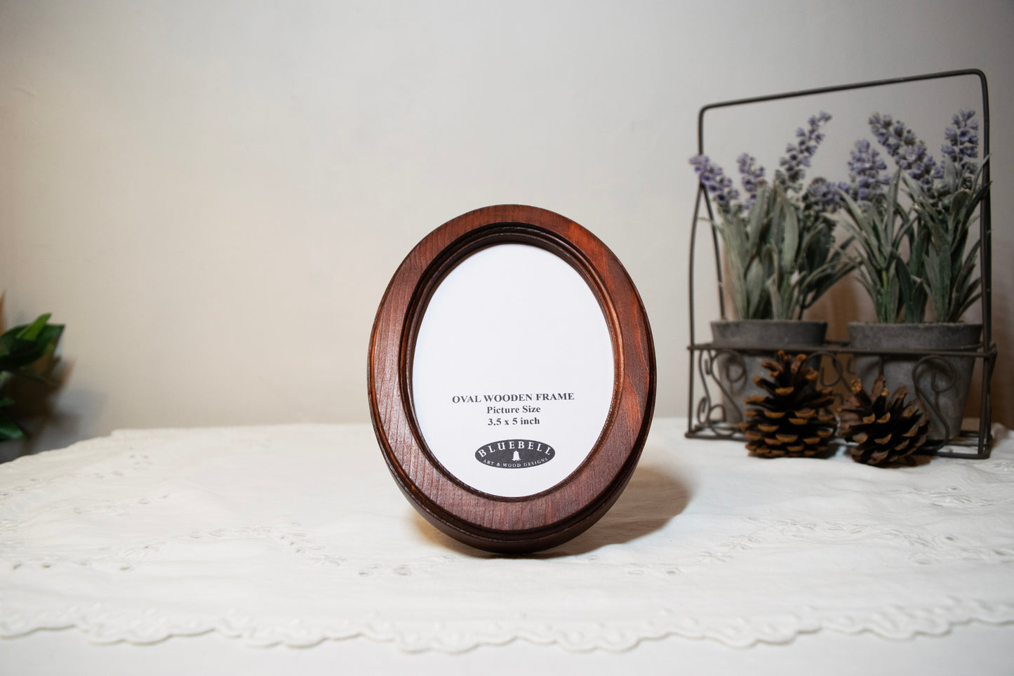 Mahogany 3.5" x 5" Oval Handmade Wooden Photo Picture Frame