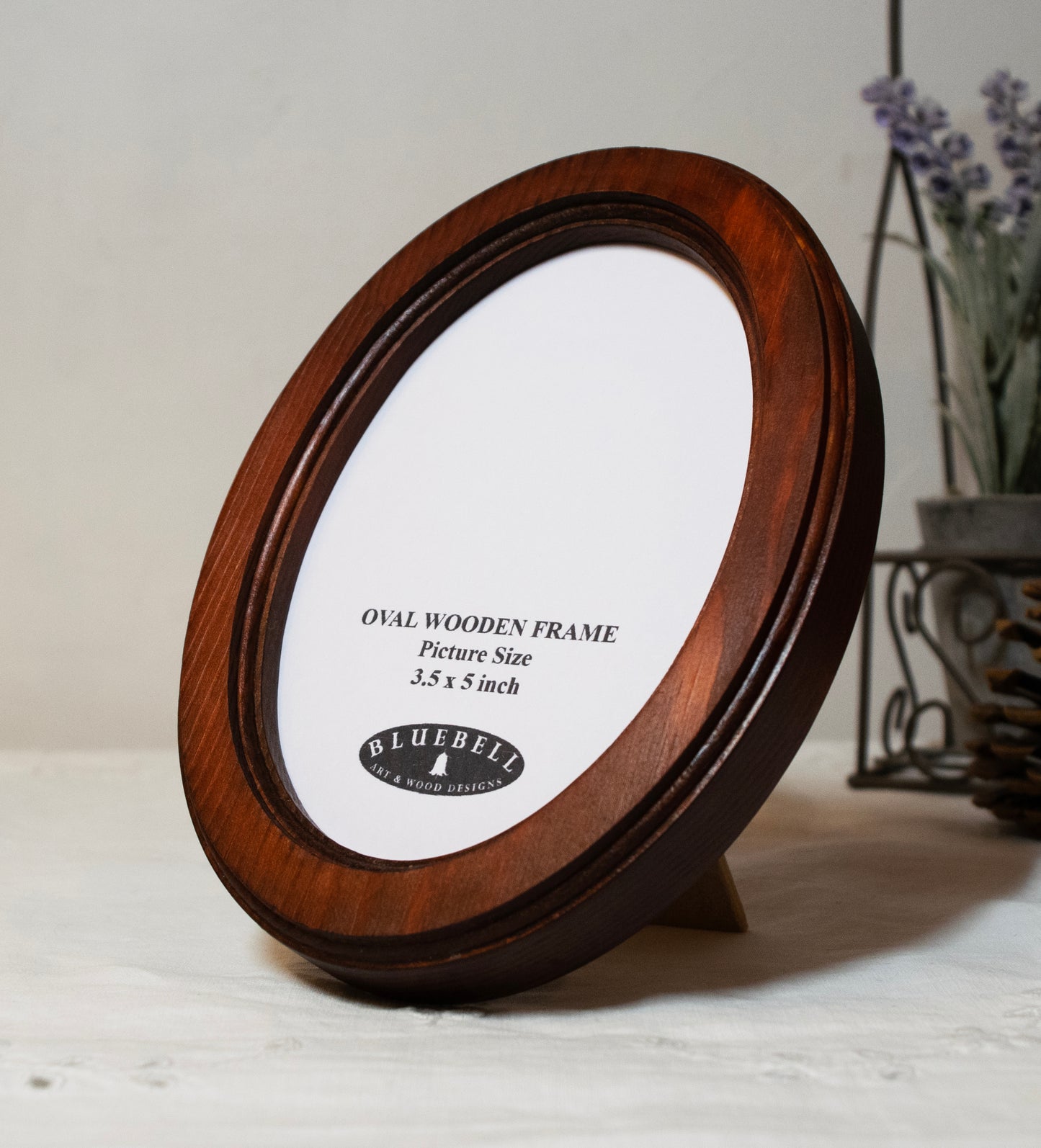 Mahogany 3.5" x 5" Oval Handmade Wooden Photo Picture Frame