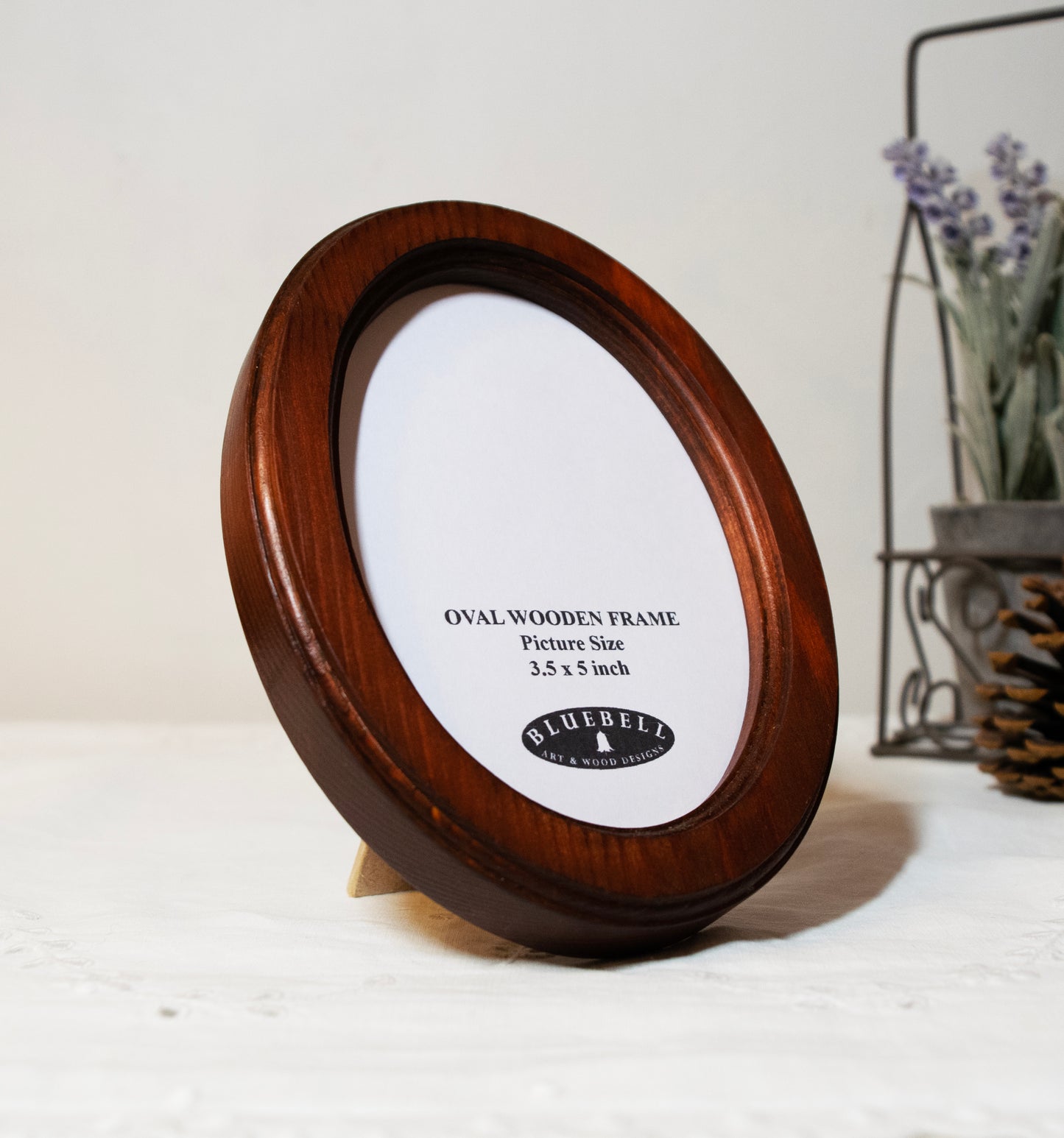 Mahogany 3.5" x 5" Oval Handmade Wooden Photo Picture Frame