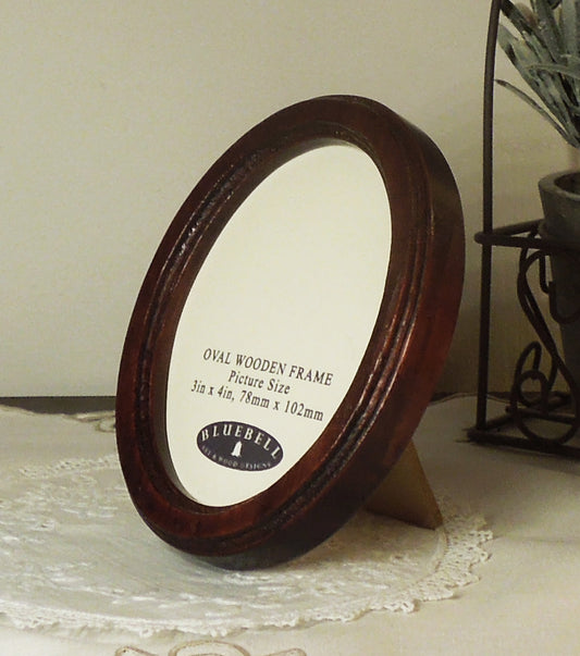 Mahogany 3" x 4" Oval Handmade Wooden Photo Picture Frame
