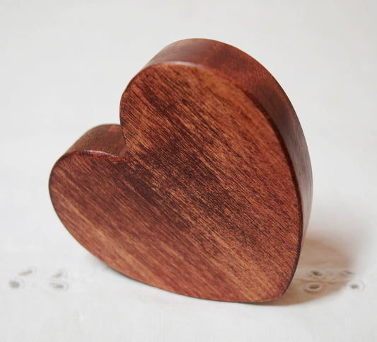 Mahogany Wooden Love Heart Shelf Sitter Ornament 3"x3", 2"x2"