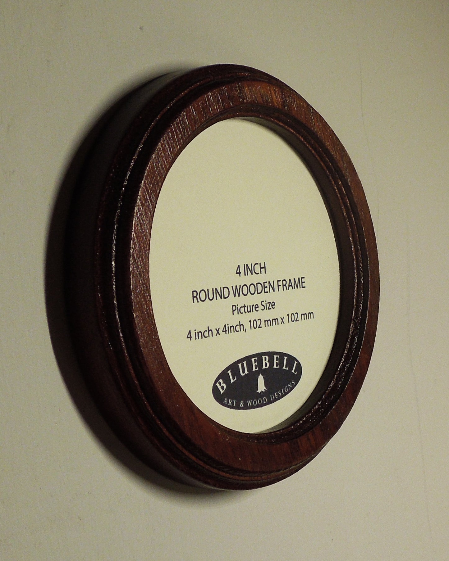 Mahogany 4" x 4" Round Roman Edged Handmade Wooden Photo Picture Frame