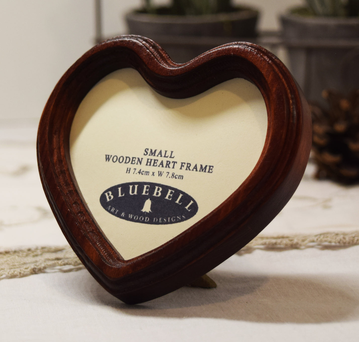 Mahogany 3" x 3" Heart Handmade Wooden Photo Picture Frame