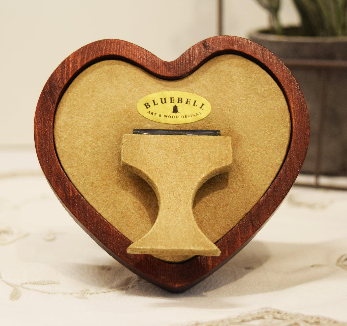 Mahogany 3" x 3" Heart Handmade Wooden Photo Picture Frame