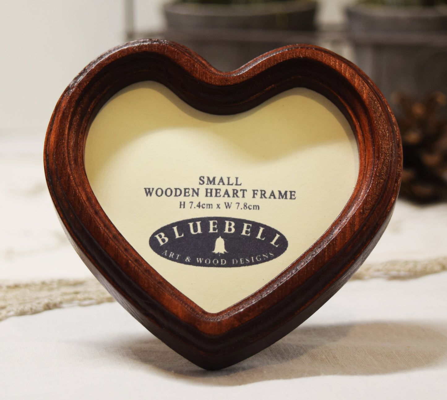 Mahogany 3" x 3" Heart Handmade Wooden Photo Picture Frame